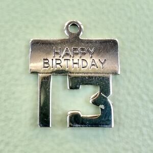Vintage Sterling Silver Happy 13th Birthday Thirteen Charm Wells 925 Pendant
